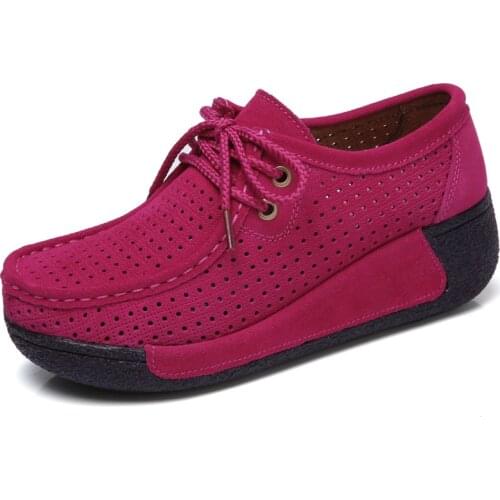 Platform Flat Shoes for Women Slip on Loafers Genuine Cow Leather Swing Shoes Shallow Ladies Casual Footwear Chaussures Femme