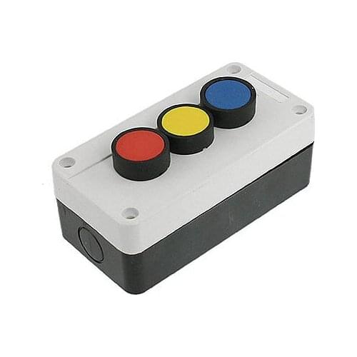 Ui 600V 10V 6KV Blue Red Yellow Flat Cap Push Button Momentary Switch Station