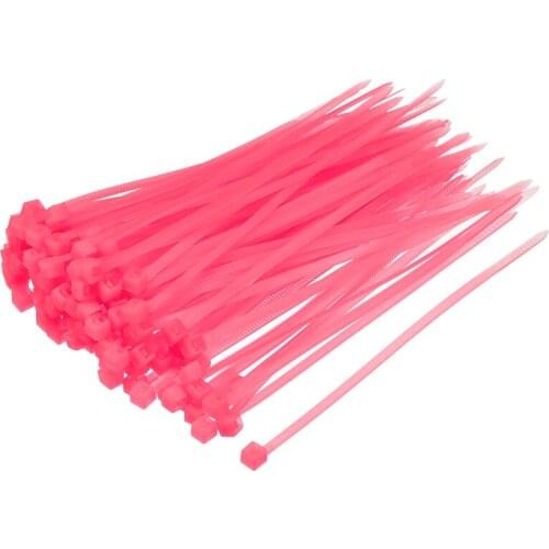 Uxcell 300pcs Cable Zip Ties 100mmx2.5mm Self-Locking Nylon Tie Wraps Pink Single-use Locking Flexible Cable Tie