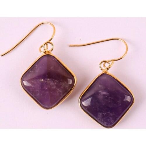 Purple Crystal Stone Dangle Earrings Jewelry For Woman Gift T155