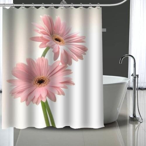 Waterproof Shower Curtain Can Be Customized Gerbera Bathroom Shower Bath Supplies Polyester Shower Curtain With Hooks