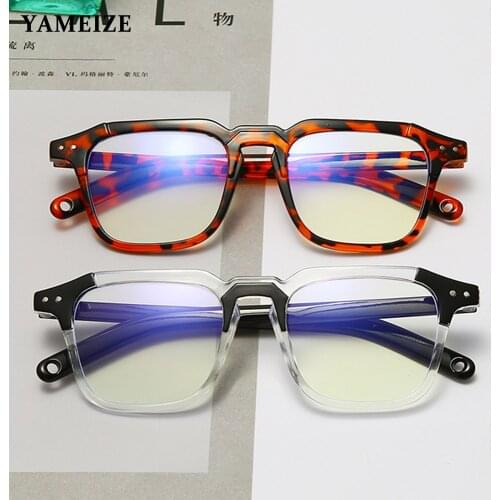YAMEIZE Fashion Anti Blue Light Glasses Frame Women Square Eyeglasses Frame Clear Lens Computer Optical Eyewear Transparent Fram