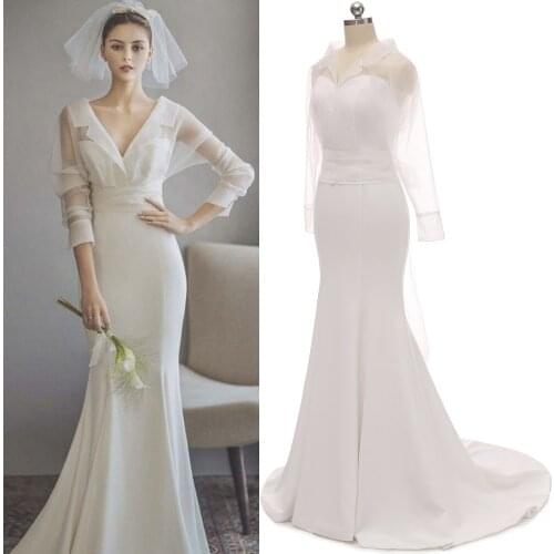 3010#Sweetheart Two Piece Soft Satin Sweep Train Lace Sheath Bride Gown Wedding Dress Bride Dress vestidos de novia