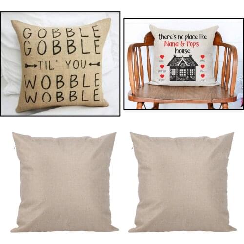 2Pcs Linen Sublimation Blank Throw Pillow Case Cushion Cover for DIY Printing 16x16inch