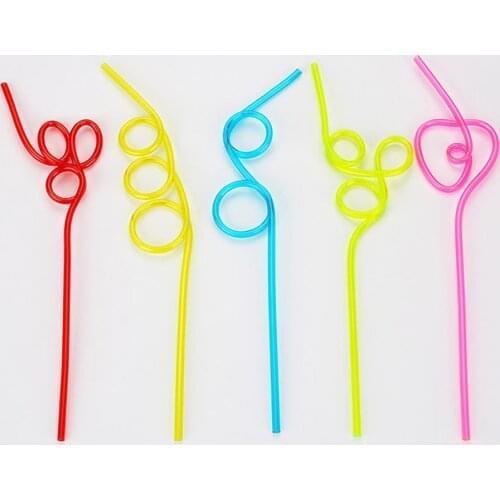 5Pcs/Set Colorful Plastic Straw Multi-shape Varied Twists Straws Flexible Juice Wine Drinking Straws drinkware Bar Accessories