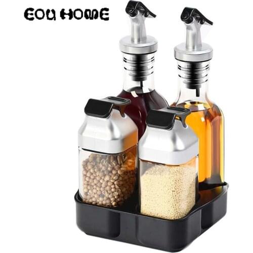 5 Pcs/Set Glass Seasoning Bottles Kitchen Container Seasoning Jar Olive Oil Jars for Spices and Pepper Sauce Dispenser Tools