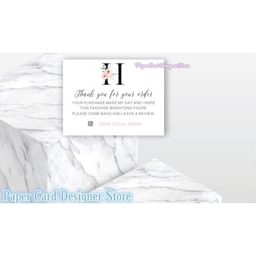 50 Pack Personalised Thank You For Your Order Business Cards With Your Logo Custom Business Thank You Card