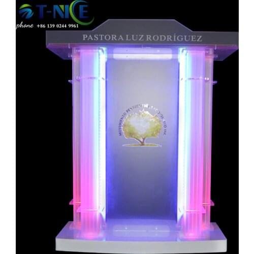 AKLIKE Top Grade Custom Remote Control LDE Light Exquisite Podium Floor Standing Lectern Church Pulpit Large Desktop Platform