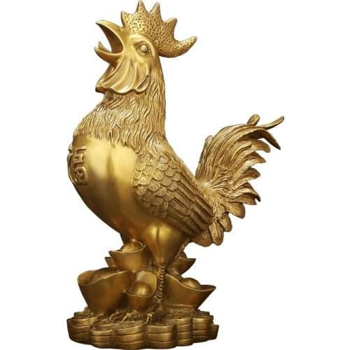 Chicken Decorations All Copper Roosters Big Golden Ingots Lucky Living Room Decoration Crafts Home Furnishin Figurines