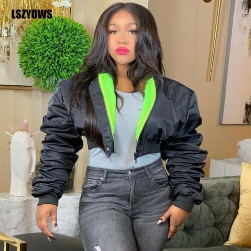 Fashion Autumn Winter Bomber Coats Jackets 2021 Women Ruched Long Sleeve Thin Cropped Jackets Zipper Casual Female Short Outwear