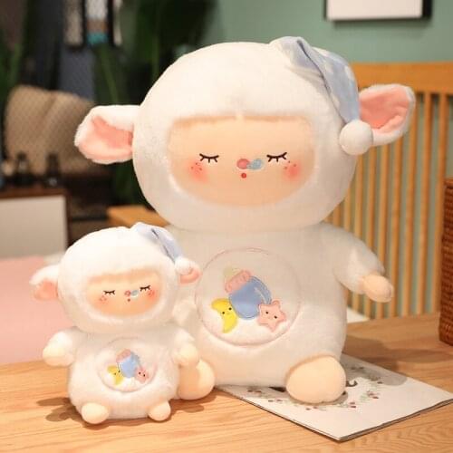 Kawaii 23-45CM Cute Sleepy Sheep Plush Toys Soft Plush Alpaca Baby Dolls Stuffed Animal Toys for Children Birthday Gift