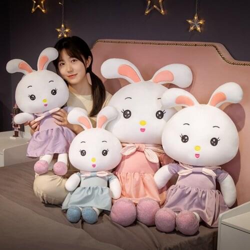 115cm Kawaii Long Legs Dressed Rabbit Plush Toy Soft Cartoon Animal Bunny Stuffed Doll Appease Toys Birthday Gift For Girlfriend