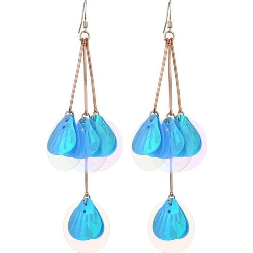 Fashion Simple Long tassel Drop Pendant Statement Earrings For Women Party Sexy Chic Jewelry Candy color Shell shape earrings