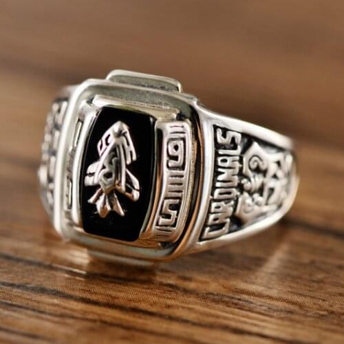 BOCAI Real s925 sterling silver jewelry vintage solid 925 silver stylish black agate mens silver ring