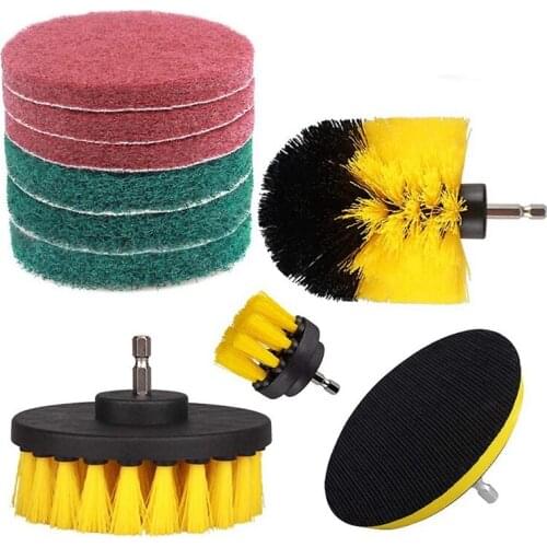 3 Pcs Drill Brush Attachment 7 Pcs Scouring Pads Scrubber Brush Cleaning Kit-All Purpose Cleaner for Bathroom Surfaces