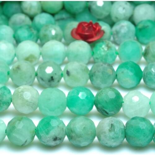 Natural Green Emerald Faceted Round Loose Beads Wholesale Gemstone Semi Precious Stone Bracelet Necklace For Jewelry Making Diy
