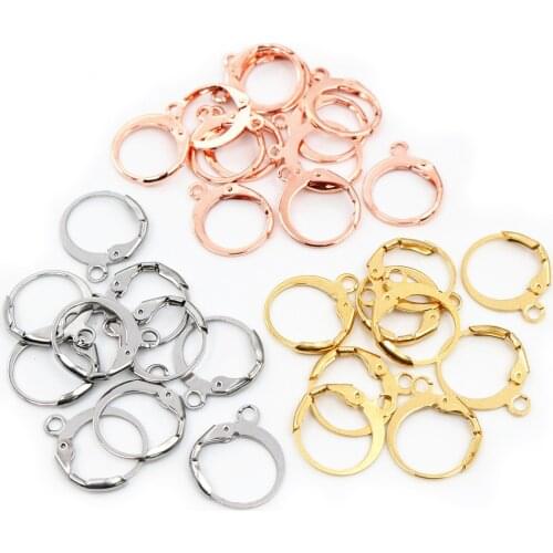 Never Fade) 14x12mm 30pcs/Lot 316L Stainless Steel Gold High Quality Earring Hooks Wire Settings Base Settings Whole Sale