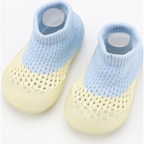 Mesh Hollow Stitching Socks Shoes Baby Elastic Infant Toddler Indoor First Walkers Summer Anti-slip Barefoot Kids Slippers 2021