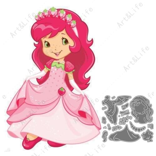 New Metal Steel Cutting Dies Beauty Cute Strawberry Girl Stencils for Making Scrapbooking DIY Album Paper Cards Embossing Die