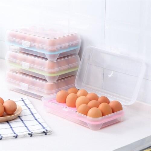 15 Egg Storage Box Eggs Holder Clear Food Storage Container Refrigerator Case Food Preservation Plastic Boxes Kitchen Organizer