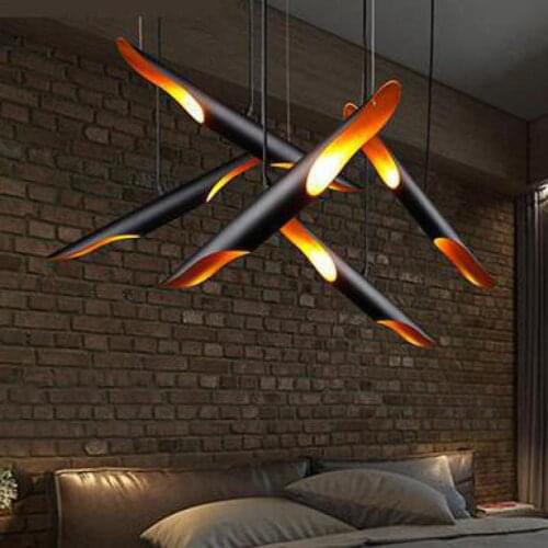 Coltrane suspension led lights black aluminum pipe pendant lamp modern Art Deco LED pendant light outer black,inner gold 1 light