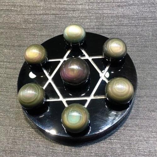 Natural Rainbow Obsidian Ball Seven Star Array Quartz Crystal Ball Meditation Healing Crystal Crafts FengShui Home Decoration