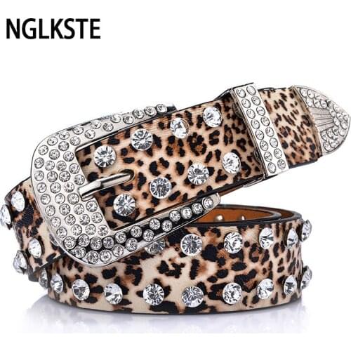 Womens Belt PU Belt with Drill Belt Womens Fashion Belt Jeans Broad Belt Outdoor Sports Personal Fashion Belt