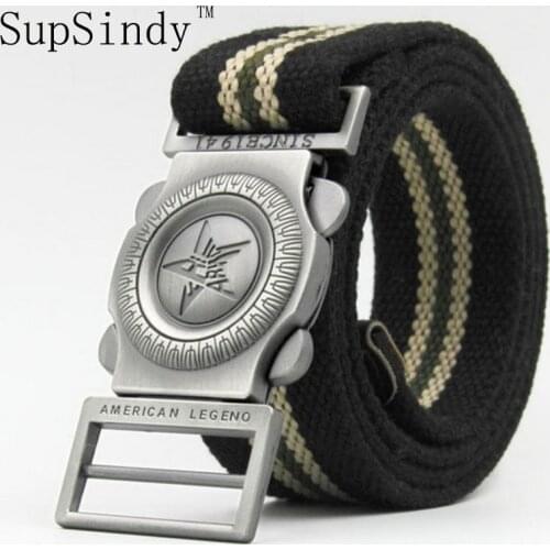 SupSindy men Canvas belt Quick release metal buckle military belt Army tactical belts for men top quality male strap Army green