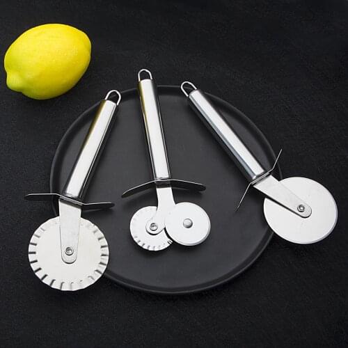 3 Patterns Stainless Steel Pizza Cutter Double Roller Pizza Knife Cutter Pastry Pasta Dough Crimper Baking Kitchen Cooking Tools