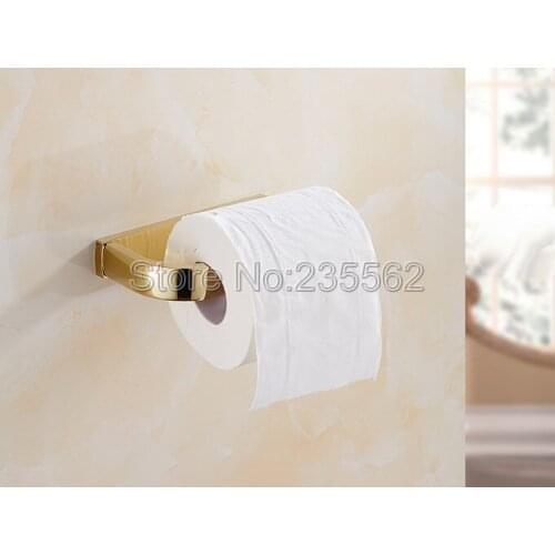 Luxury Gold Color Brass Toilet Paper Holder Wall Mounted Tissue Roll Holder Bathroom Accessories Lba848