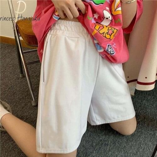 2021 New Summer High Waist Shorts Womens Elastic Drawstring Letter Embroidery Students Street Casual Lovely Bf Loose Short Girls