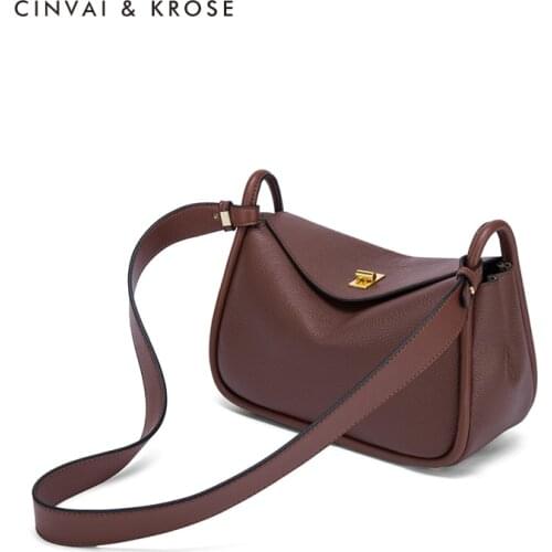 Crossbody Bag Women Genuine Leather Shoulder Handbags Casual Female Wide Straps Travel Money Purses