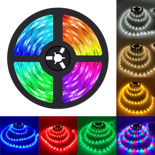 5M LED Strip Light Non Waterproof DC12V Ribbon Tape Brighter SMD2835 White WarmWhite Blue Red Green Home Leds Decorative Lights