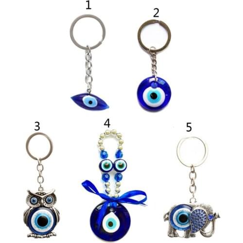 Turkish Blue Evil Eye Keychain Car Key Ring Amulet Lucky Charm Pendant Jewelry