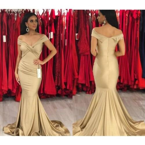 Mermaid Off Shoulder Evening Dress 2019 Backless Red Carpet Holiday Women Wear Formal Party Prom Gown Custom Made Plus Size