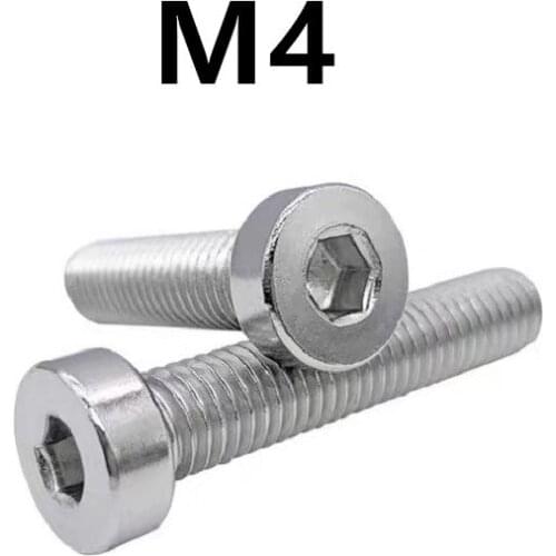 100pcs/lot M4x6/8/10/12/14/16/20/25/30mm DIN7984 Stainless steel low head hex socket cap screw allen screws