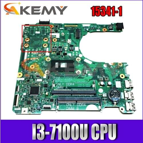 High quality For Dell 3467 3567 3476 3576 Laptop motherboard CN-0RY2Y1 0RY2Y1 17841-1 15341-1 W/ I3-7100U CPU 100% working well