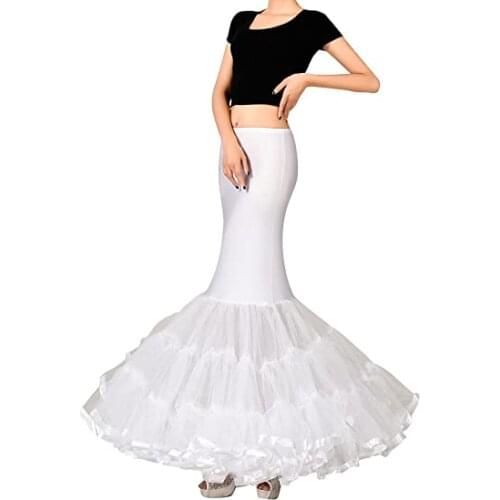 Fancy Newly Designed Womens Trumpet Mermaid Bridal Petticoat Crinoline Slips Underskirt White