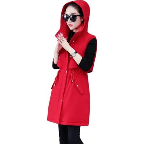 Lingwave Winter Plus Size M-4XL Women Down Cotton Vest Hooded Lamb Hair Liner Waistcoat Women Winter Slim Casual Vest Jacket