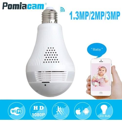 1.3MP 2.0MP 3.0mp 360 degree Panoramic wifi camera Wireless IP Light bulb mini Camera Smart Home 3D VR Security Bulb WIFI camera