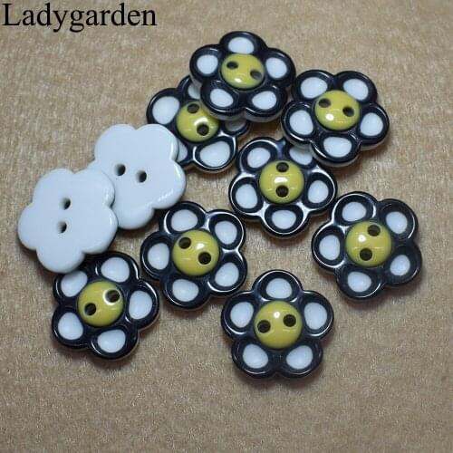 10PCS 17/20/25/30MM Cartoon Flower Buttons for Kids Baby Clothes Button Sewing Accessories Handmade Scrapbooking Decoration