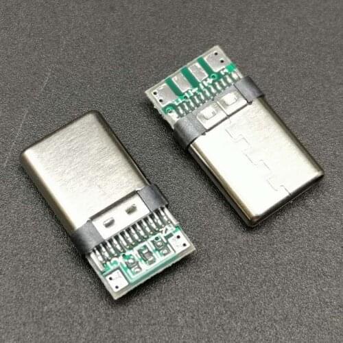 10pcs TYPE-C 24P male plug with PCB board Type-c with 56K resistor welding wire type