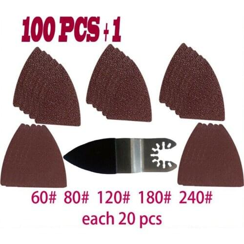 100pcs Finger Sanding Paper Sander Sheet Polisher Triangular Mat Sanding Pads Oscillating Alumina Sander Paper 60-240 Grits