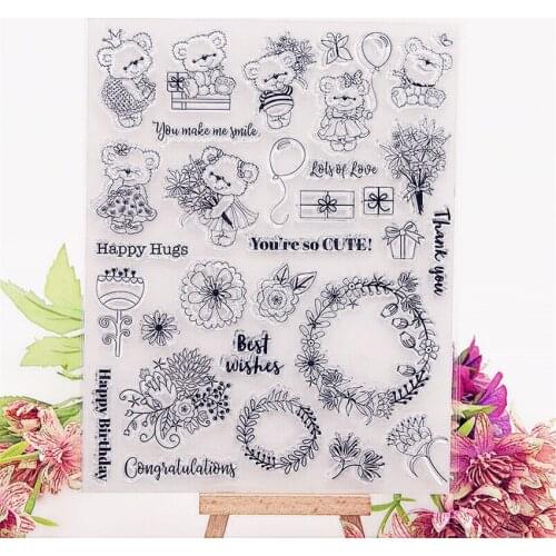 16x20cm Hot cartoon bear Transparent Clear Stamps / Silicone Seals Roller Stamp DIY scrapbooking photo album/Card Making