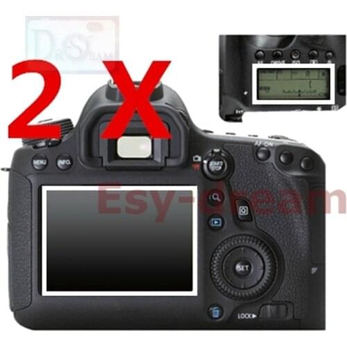 2pcs High Quality Main LCD + Shoulder Info Top Display Screen Film Protector for Canon 6D DSLR Camera soft
