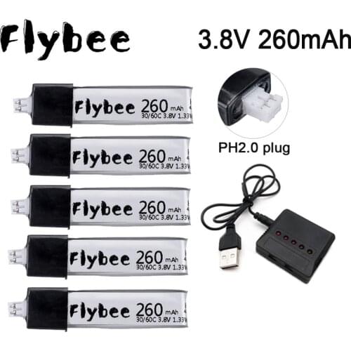 3.8V 260mAh 30C/60C 1S /550mAh 50C/100C HV Lipo Battery PH2.0 Plug For US65 UR65 UR65 Mobula 7