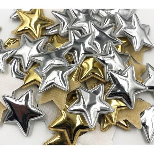 30Pcs Star Gold/Sliver Padded Patches Appliqued DIY Craft Material Kids Headwear Hair Accessories E356