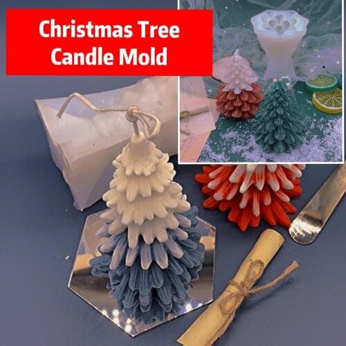 3D Christmas Tree Wax Silicone Candle Mold Xmas Gift Dessert Jelly Ice Cream Baking Molds Handmade Aroma Resin Clay Crafts Mould