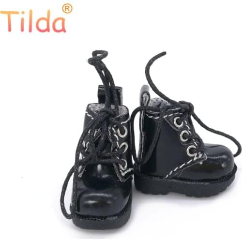 Tilda 3.2cm Doll Boots for Blythe Azone Doll Toy,1/8 Mini Lovely Leather Dots Gym Shoes for BJD Dolls Boot Shoes Accessories