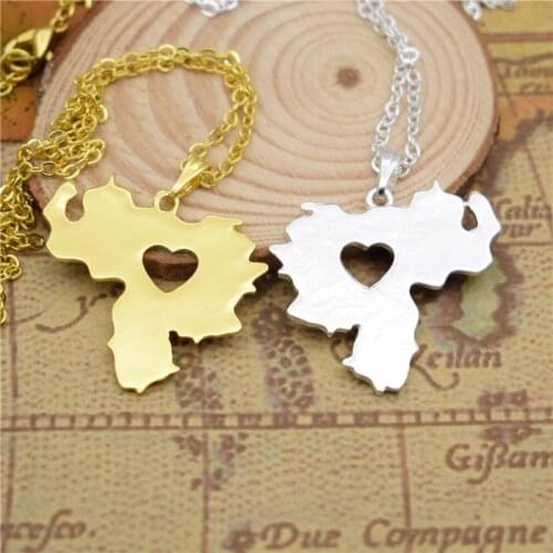 I Heart Love Venezuela Map Pendant Necklace For Women Choker Geometric Necklace Gift Charm Fashion Jewelry